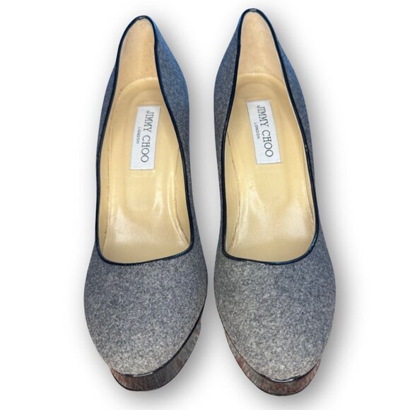 Authentic Jimmy Choo Grey Flannel Cosmic Stiletto Size 39 - Picture 5 of 9